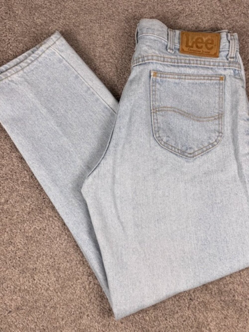 Vintage Lee Light Stone Washed Straight Relaxed Men's Jeans Cowboy Size 34x32